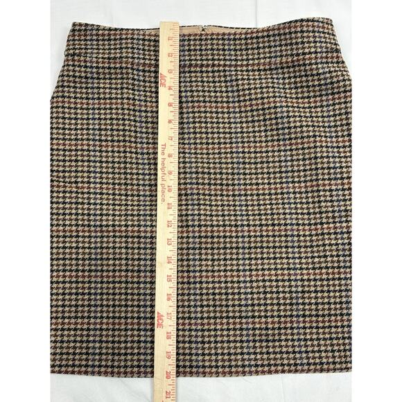 J.Crew Factory Wool-Blend Lined Mini Skirt Houndstooth Brown Size 10 Preppy - Picture 3 of 9